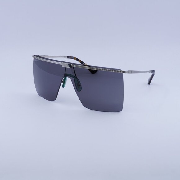 Gucci GG1096S 001 Sunglasses Silver Shield Frame, Grey Lenses - Picture 1 of 12